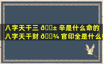 八字天干三 🐱 辛是什么命的（八字天干财 🌾 官印全是什么格局）